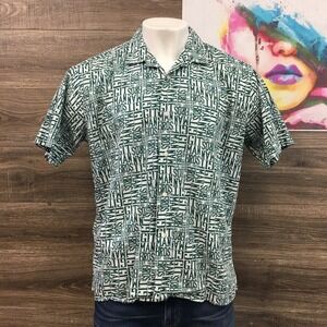 Vintage Gitman Bros Green Graphic AOP Print Cotton Short Sleeve‎ Camp Shirt XL